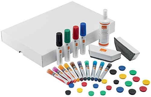 Nobo Whiteboard Starter-Kit, Inklusive Boardmarker, Tafelwischer, Whiteboard-Magnete & Reinigungsspray, Move & Meet System, 1915566