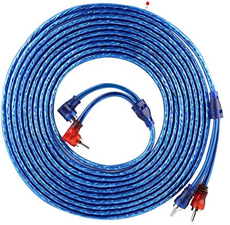 Câble d'interconnexion audio RCA de voiture AUTO de 5 mètres Câble audio transparent bleu ultra flexible