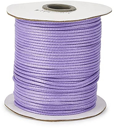 Cheriswelry 90 Yards/Roll 2mm Korean Polyester Waxed Cord Jewelry Beading Craft Threads String Round Knotting Braiding Cord with Spool for DIY Bracelet Necklace Jewelry Making(Lilac)