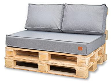 Bielik Palettenkissen 120 x 80 Set für Palettenmöbel - Wasserdicht Europaletten Sitzkissen Made in EU - Palettensofa komplett besteht aus 3 Teilen (Sitz 120x80+2 Kissen 60x40, Grau)