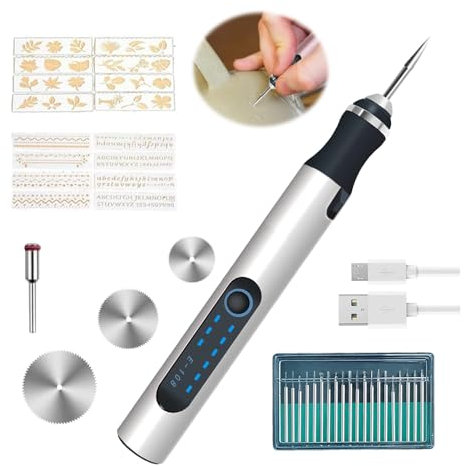 Elektrischer Gravierstift 3 Gänge mit einstellbarer Geschwindigkei Multifunktionaler Gravierwerkzeugsatz Tragbare Drahtlose Gravurwerkzeug Ätzstift für DIY Schmuck Metall Glas Keramik Stein Gravur