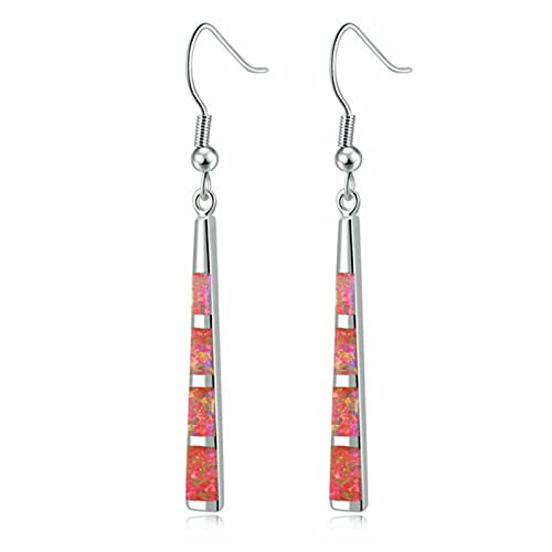 Orange Feueropal Stein Lange Ohrringe Elegante Linie Ohrring Vintage Mode Sommer Schmuck Frauen Mädchen