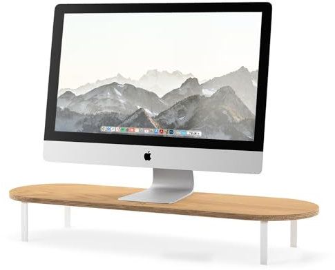 Woodcessories Monitorständer Holz Eiche - Ergonomisch Schreibtisch Monitorerhöhung / Bildschirmerhöhung 70 x 22 x 10 cm