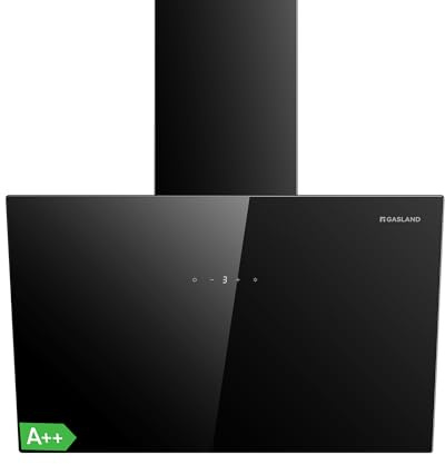 GASLAND AR60BS Kopffrei Dunstabzugshaube 60 cm, Umluft und Abluft, Leiser Motor, 540 m³/h mit Boost-Funktion, Energieeffizienzklasse A++, Aktivkohlefilter inklusive, 3 Leistungsstufen, Schwarzes Glas