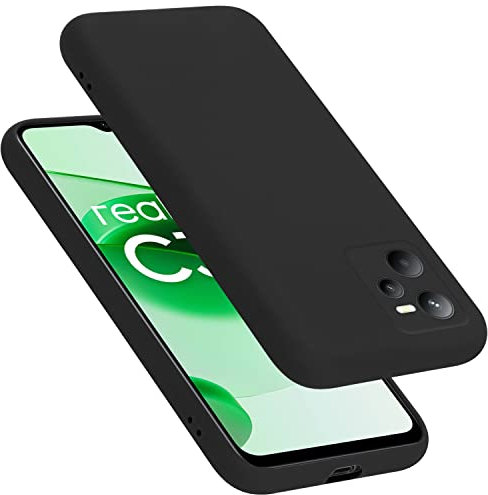 Cadorabo Hülle kompatibel mit Realme C35 / Narzo 50A Prime Hülle Silikon Handyhülle für C35 / Narzo 50A Prime Case aus flüssigem Silikon- Kratzfeste dünne TPU Schutzhülle - Liquid SCHWARZ