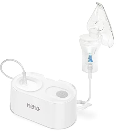 Neno Sano Kompressor-Vernebler für Kinder und Erwachsene mit 2 Masken | Zwei Masken, Mundstück, großer Medikamentenbehälter und langes Kabel für flexible Inhalation zu Hause