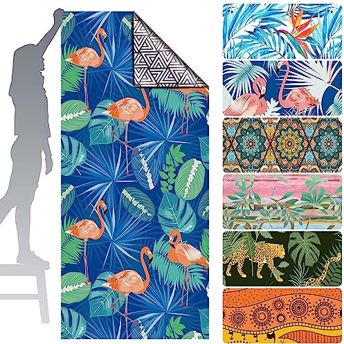 Runmeihe Strandtuch, 80 x 180cm Extra großes Mikrofaser Strandtuch für Erwachsene, Doppelseitiges Sandfreies Schnelltrocknend Leichtes Handtuch für Strand Schwimmen (Flamingo-Grün)