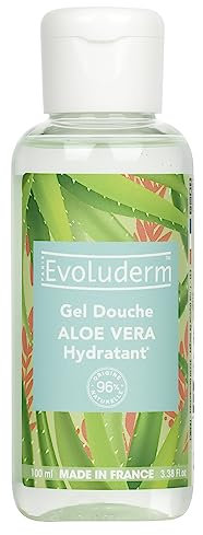 EVOLUDERM – Gel Douche Aloe Vera Hydratant - 100 ml - 96% d'Origine Naturelle - Végan - Fabrication Française