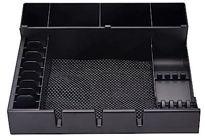 Sharplace Barber Tray Salon Organizer Professionelle Haarschnitt-Tools Keeper mit 3 Kerben Multifunktionales Rasiermesseretui Friseurkämme Clips Scherenhalter für Friseur Stylisten, Schwarz