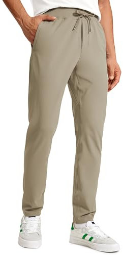CRZ YOGA Herren Leicht Joggerhose Slim Fit Casual Jogger Sporthose Freizeithose Trainingshose mit Taschen - 76cm Khali-Gerste L