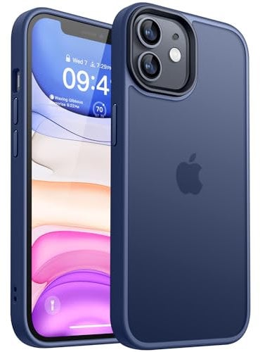 CANSHN Hülle Kompatibel mit iPhone 11 [Quadratischen Kanten] Minimalistische Transluzente Matte Schutzhülle, Military Grade Handyhülle, Dunkelblau
