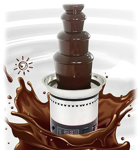 GIZMIT Fuente de Chocolate Comercial, Fuente de Fondue de Chocolate para el hogar eléctrico con Cuenca de Acero Inoxidable con calefacción, máquina de Fuentes de Chocolate de Fondue para Fiesta,4Tier
