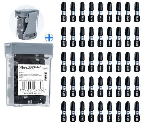 toolant 1 Inch Phillips Bit#3 Magnetic Anti Slip Impact Screwdriver Bits Set,45pcs Insert S2 Steel PH3 Driver Dit Set with CNC Machined Tips for Power Drill