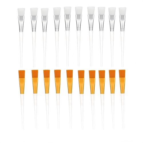 Changyeah 20 Piezas Cepillos de Mascarilla Pinceles de Máscara Facial Herramientas Cosméticas con Mango de Plástico Transparente, para Crema de Mascarilla de Barro