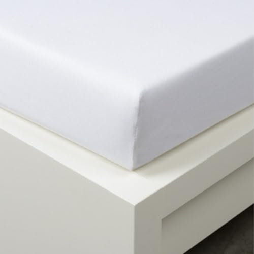 Tibex, Spannbettlaken De Luxe, Weiss Betttuch - 180x200 cm und 200x220 cm, Bettlaken mit Gummizug, Spannbetttuch bis 30 cm Matratzenhöhe, Baumwolle 95%, 5% Elastan
