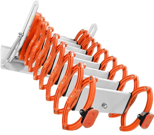 EYPKPL Dachbodenleiter, manuelle Dachbodenleiter, Dachbodentreppe mit breiter Trittfläche, Dachbodentreppe für den Innen- und Außenbereich, schmale Dachbodentreppe zur Wandmontage