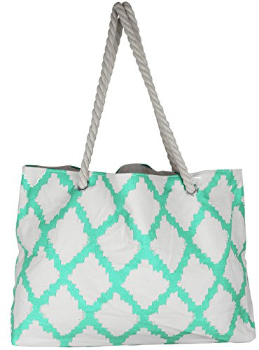 Koopman International Strandtasche Baumwolle groß mit Farbwunsch Türkis oder Orange Einkaufstasche Schultertasche Strand Tasche