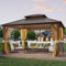 YOLENY Gazebo Hardtop, 3 x 30 m, gazebo in metallo con telaio in alluminio, doppio tetto in acciaio zincato, tende e rete inclusi, pergole per patio, giardino, feste, prati