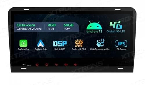 Radio GPS para Audi A3 Android 12 4 GB RAM + 64 Carplay WiFi 4G XTRONS IA82AA3LHS