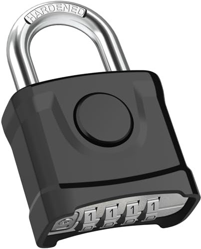 Diyife Cadenas Code 4 Chiffres, 52mm Extérieur Etanche, Robuste et Antivol, 8mm Loquet à Combinaison, Exterieur Serrure Porte de Garage, pour Jardins, Cours, Clôture, Casier - Noir