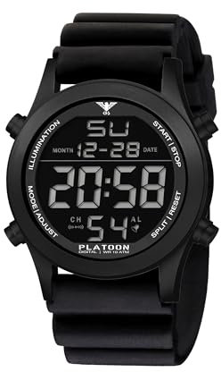 KHS Herrenuhr Platoon Digital Stahl Geschwärzt PLABSD.DB