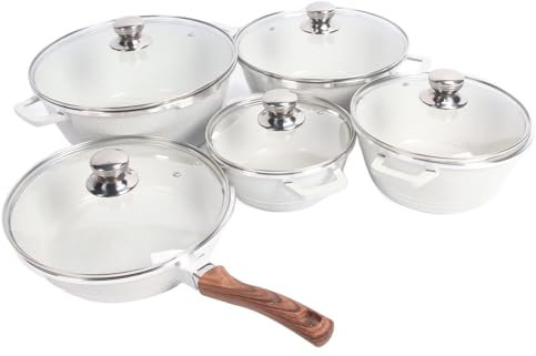 Juego de Ollas y Sartenes Antiadherentes, 21 Piezas de Utensilios de Cocina de Inducción Beige con Sartenes, Cacerolas y Ollas, Ollas y Sartenes Antiadherentes Fáciles de Limpiar