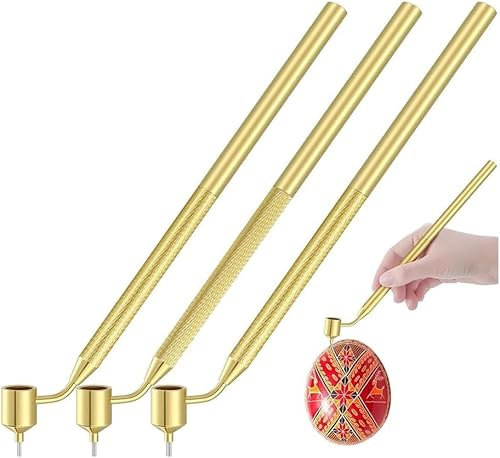 Rablue Set of 3 Pysanka Set Hot Wax Drawing Pens Fit for Decorative Arts for Easter Eggs Pysanky Supplies Painting Accessories