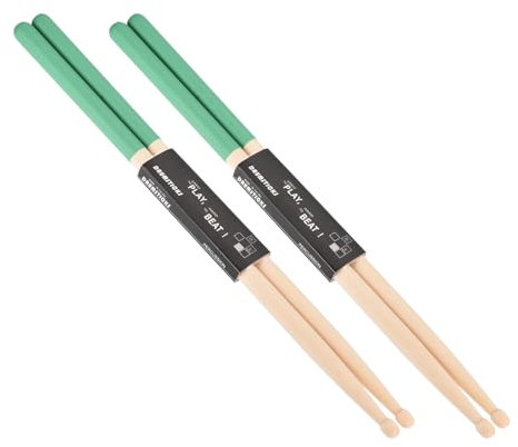 PATIKIL Ahornholz Drumstick 5A Anti-Rutsch-Griff Drum Stick Grün für Schlagzeug Musikinstrument Percussion, 2 Paar
