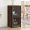 Homvdxl Schlankes Sideboard mit Glastür, 2 Würfel, Aufbewahrungs-Organizer, Vitrine für Wohnzimmer (braune Eiche)