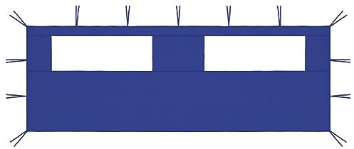Homgoday Pavillon Seitenwand mit Fenstern 6x2m Blau Outdoor Gartenunterstand für Terrassen, Hinterhof und Rasen Partyzelt Event Zelt Festzelt Überdachung