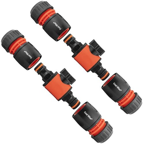Garden Watering hosepipe/Irrigation Flow Control valves with Matching Hose connectors(Pack of 2 valves + 4 connectors)