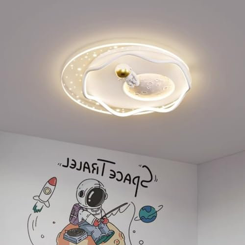 Phtlampes LED Deckenleuchte Dimmbar Mit Fernbedienung Kinderzimmer Deckenlampe Modern Mond Oberfläche Design Mädchen Jungen Wohnzimmer Deckenlicht Esszimmer Babyzimmer Schlafzimmer Deckenbeleuchtung(P