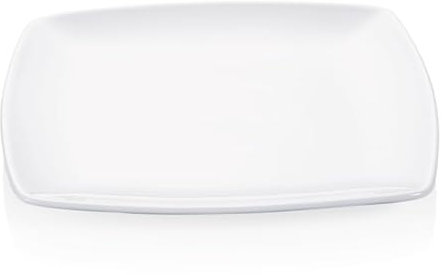 12 assiettes plates carrées 24 x 24 cm, blanches, en porcelaine