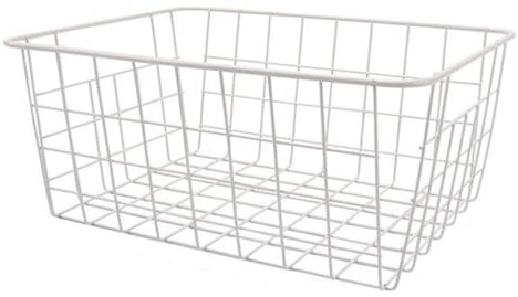 6 PCS Wire Storage Basket with Removable Liner, Stackable Chest Freezer Baskets, Black Wire Basket Storage Organiser with Handle for Kitchen, Bathroom, Pantry, Closet, Cabinet, Freezer, Shelf(White)