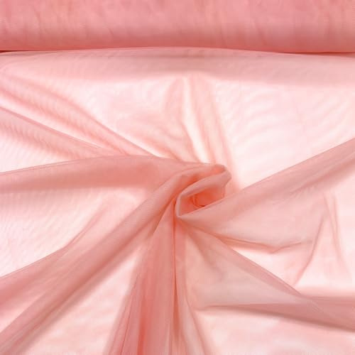 MAGAM-Stoffe Jasmin weicher Tüllstoff für Bekleidung Deko Soft Tüll Meterware (08. Apricot)