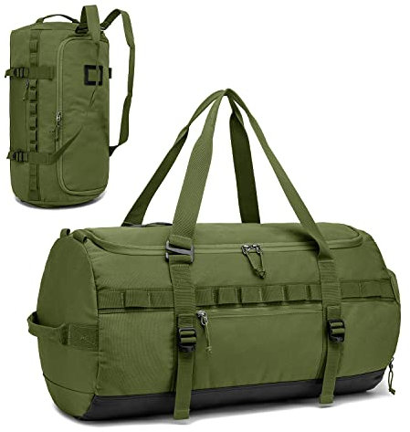 TAIHOYIN 60L Reisetasche Groß Sporttasche Herren und Damen mit Schuhfach & Rucksackfunktion Wasserdicht Trainingstasche Taktisch Fitness Gym Tasche Handgepäck für Weekender Reisen Camping, Armeegrün