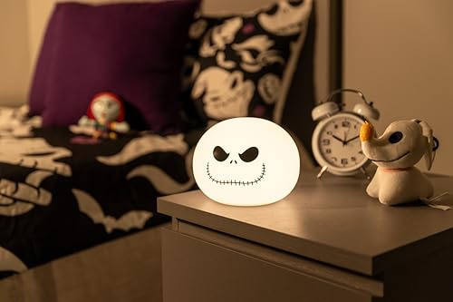 Disney Jack Skellington Squishy Light – Farbwechselndes Nachtlicht für Kinder und Erwachsene, USB/batteriebetrieben, dimmbare Lampe, Halloween und Weihnachten, perfekt für Schlafzimmer, Spielzimmer,