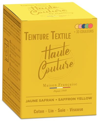 Haute Couture - Textilfarbe All-in-One - SafranGelb - 350g | Einsatzbereit - Waschmaschinenfärbung - Baumwolle, Leinen, Seide & Viskose - Über 33 Farben - Intensiv & Langanhaltend