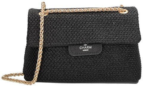 Charm London Elisa Umhängetasche - Stilvolle Tasche mit Goldkette, 2 Fächer, Reißverschlussfach, Elegante Schultertasche für Damen - Perfekt für Alltag & Events