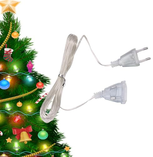 Prolunga per luci di Natale, prolunga per albero di Natale - Prolunga cavo di alimentazione trasparente da 10 piedi - Prolunga per cavo elettrico leggero da 220 V, prolunga a filo sottile per decorazi