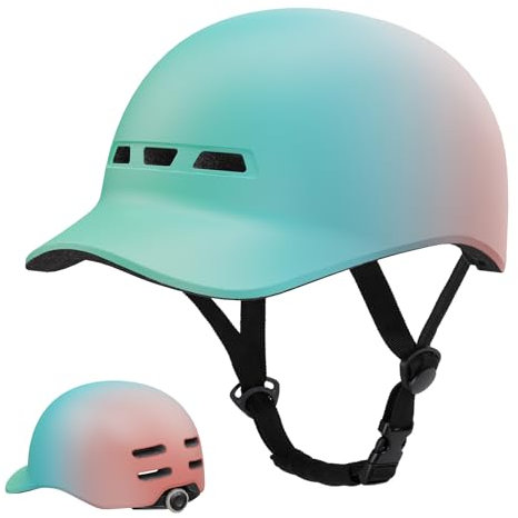 KINGLEAD Casco de Bicicleta Urban Commuter, Elegante Casco de Bicicleta para Hombre y Mujer, para Ciclismo, Trekking, Ciudad, Scooter, Casco para Hombre, Casco Ajustable, 57-62 cm (Azul Rosado)