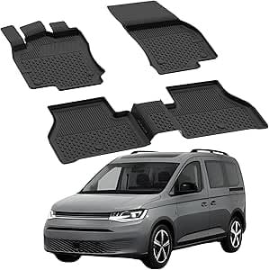 Sahler Fußmatten für Volkswagen Caddy 2020-2026 | 4.5D Premium TPE Gummi Automatten Antirutsch Gummimatten Wasserdicht Car Auto Matte Schwarz