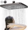 BalladHome Regendusche Duschkopf Quadratisch Regenduschkopf 360° Verstellbarer Kopfbrause Einbauduschköpfe Wasserfall Duschkopf Überkopfbrause Mit Anti-Kalk-Düsen (Grau, 28cm x 18.5cm) F