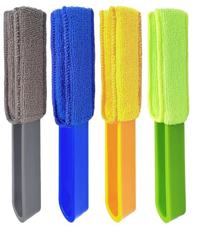 4 Piece Venetian Blind Cleaner Tool, Blind Cleaner with 4 Microfiber Sleeves, Multi-Purpose Cleaning Tool, Blinds Cleaner For Vertical Blinds Air Conditioner Dust Ceiling Fans Car Vents