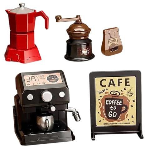 Vaguelly Realistic Mini Coffee Machine Model 5pcs Set Mini House Accessory for Simulation