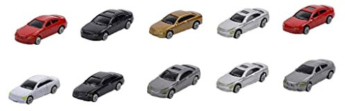 10 Stück HO Scale Modellautos Mini-Fahrzeuge für Rennen, Parkplatz, Landschaft, Straßenlayout, Tisch, Diorama, Dekoration, Zubehör, Maßstab 1 87