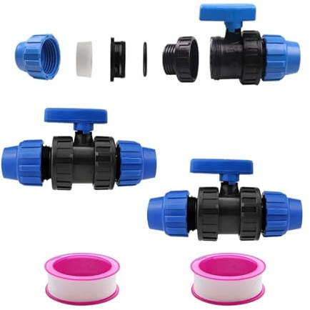 LNGJIN PP-Verbinder,Ø32 Fitting,PP Fitting 32mm,Ø32 Fitting Klemmverschraubung PVC Kugelhahn,Wasserleitungs-Direktanschlussschalter,Kugelhahn für landwirtschaftliches Bewässerungsventil (2)