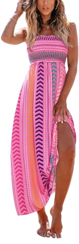 CUPSHE Women's Maxi Dress Ditsy Floral Sleeveless Smocked Ruffled Spaghetti Straps Long Summer Beach Dresses