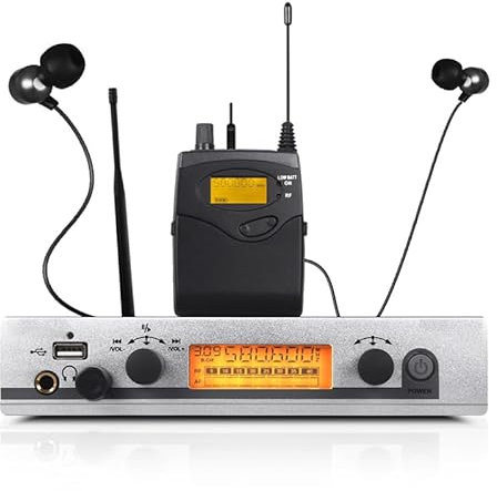 Sistema di monitoraggio in-ear wireless a canale singolo con trasmettitore e ricevitore per palco, studio di registrazione, musicisti, monitoraggio (1 Bodypack con trasmettitore), sistema di