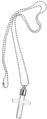 VERDANVERSE Verre Transparent de Croix Pendentif Urne Ouvrable Inoxydable Commémoratif pour Cendres pour Femme